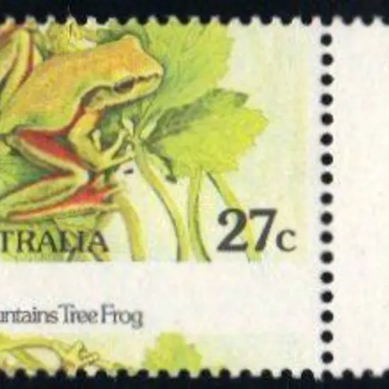 1982 27c Tree Frog with hugely misplaced ...