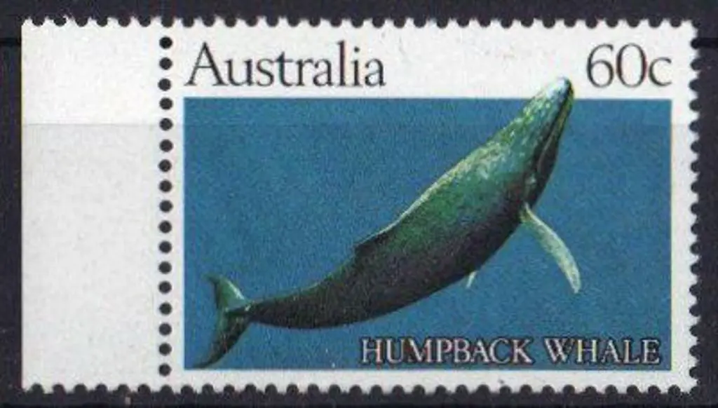 1982 60c Humpback Whale trial printing with solid ... Image 1++