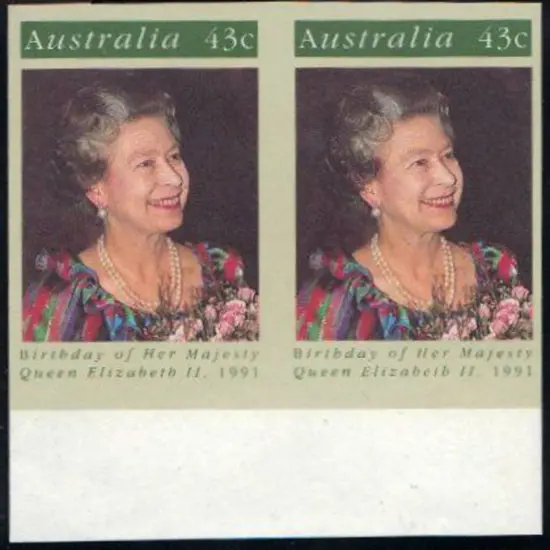 1991 43c QEII Birthday imperforate plate proof ...