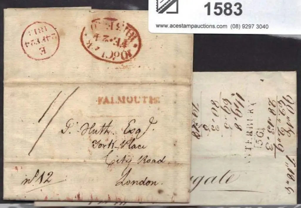 1802 letter with Canterbury s/l & boxed "56" ... Image 1++