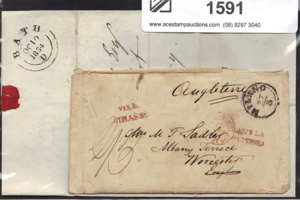 1834 (Aug) Milano to Worcester with "Milano  27 8" ... Image 1++
