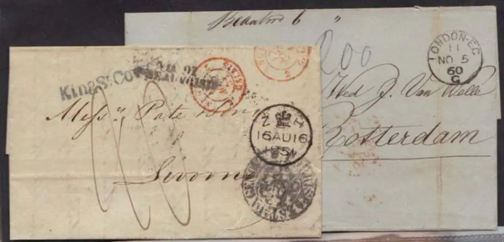 1851 (Aug) to Livorno with red Calais transit ... Image 1++