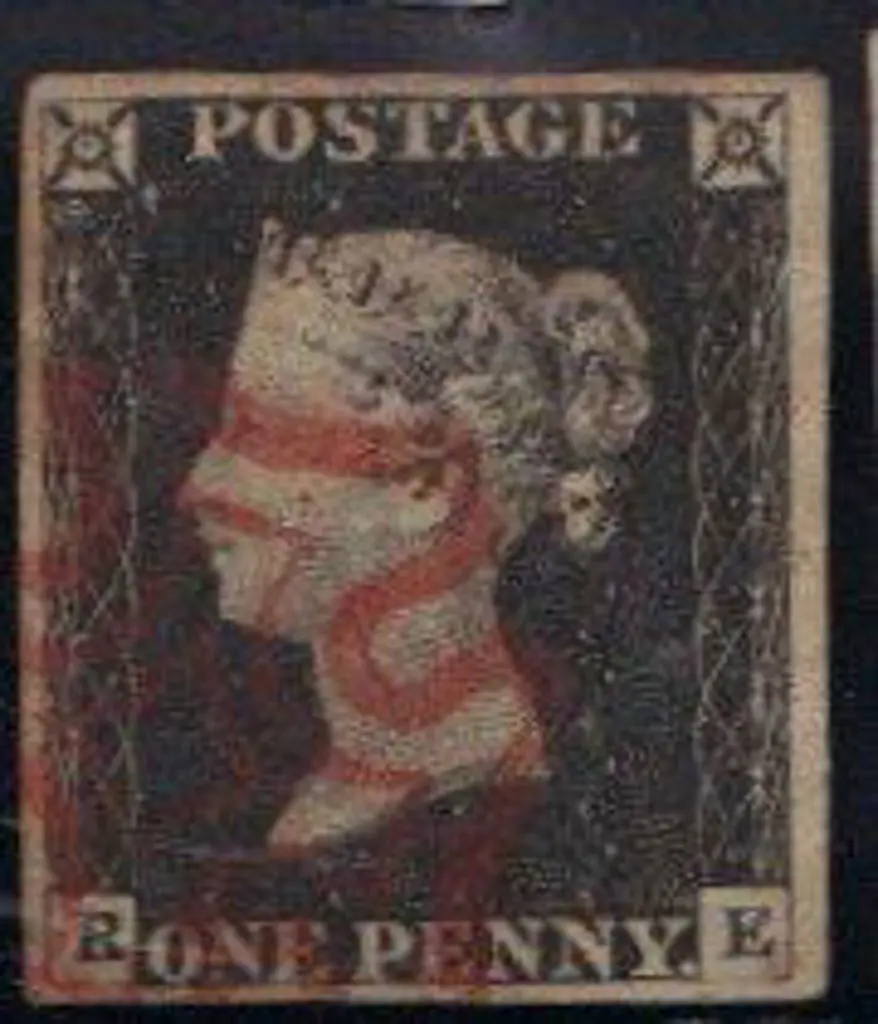 1840 1d black F/U with neat partial Maltese Cross ... Image 1++