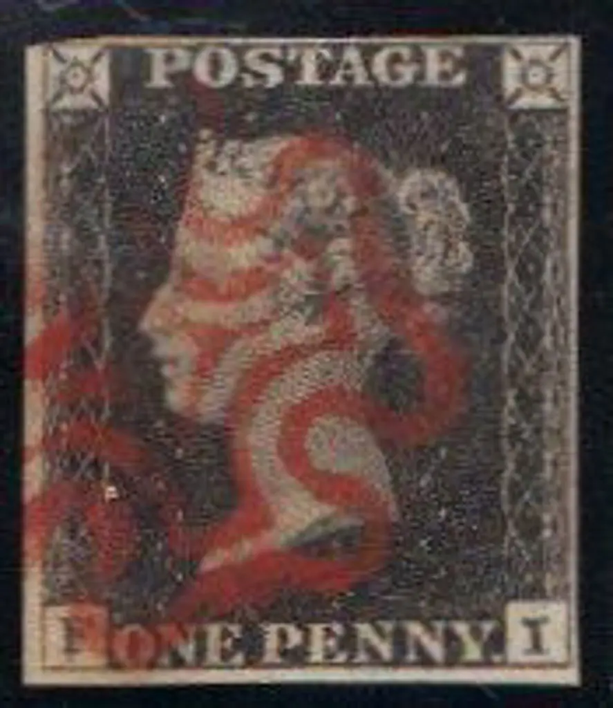 1840 1d black F/U with neat Maltese Cross in red. ... Image 1++