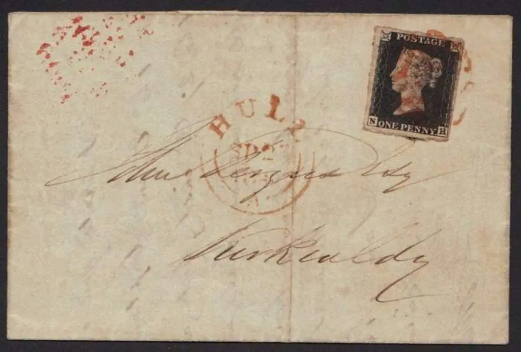 1840 (24th Sept) 1d black tied to entire by red ... Image 1++