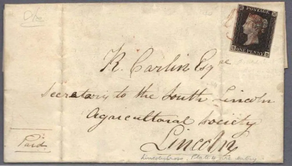 1840 (20th Aug) 1d black Pl. 4 with characteristic ... Image 1++