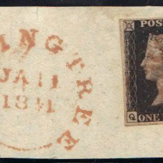 1841 (11th Jan) 1d black lettered QL with close to ...