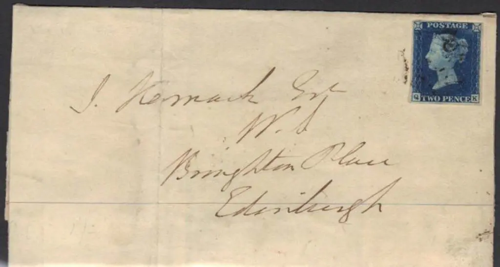 1840 2d deep blue Plate 2 used on 1842 wrapper ... Image 1++