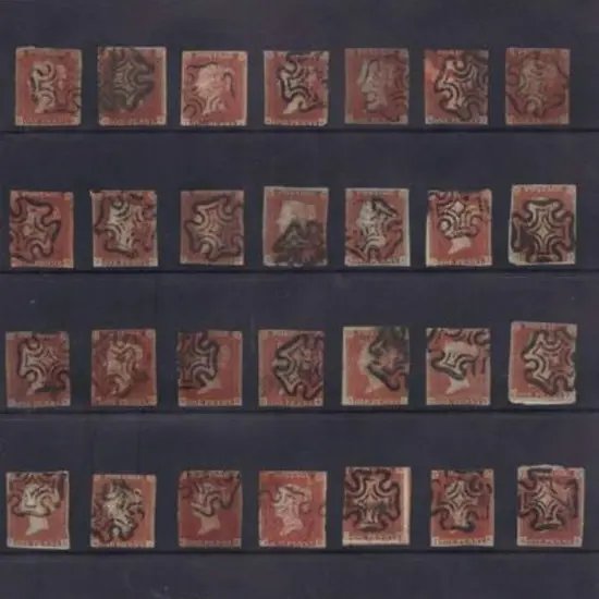 1841 1d red imperf used range all with black M/C ...