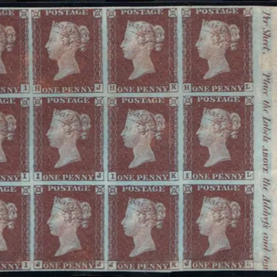 1843 1d red-brown QV imperf right marginal mint ...
