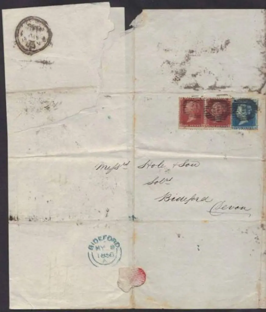 1856 (8th May) London-Bideford cover bearing ... Image 1++