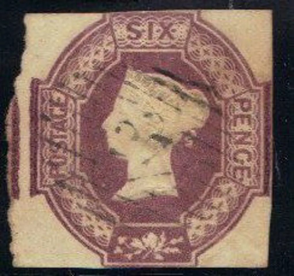 1854 6d mauve embossed with margins touching top & ... Image 1++
