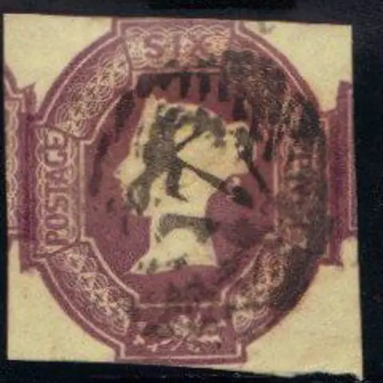 1854 6d mauve embossed touching top & bottom with ...