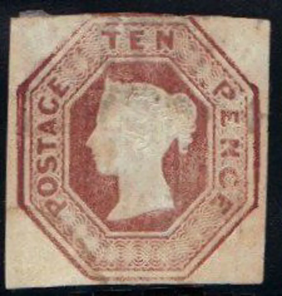 1848 10d brown embossed. Cut square with large to ... Image 1++