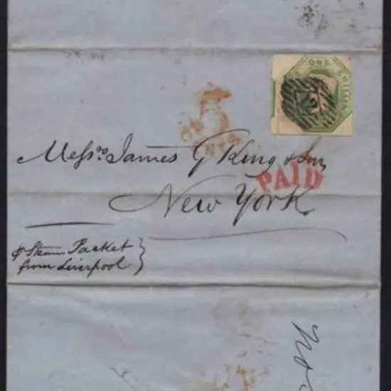 1854 (24th Feb) 1847/54 1/- green embossed on ...