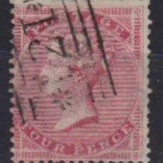 1857 4d rose-carmine, large garter wmk F/U by neat ...
