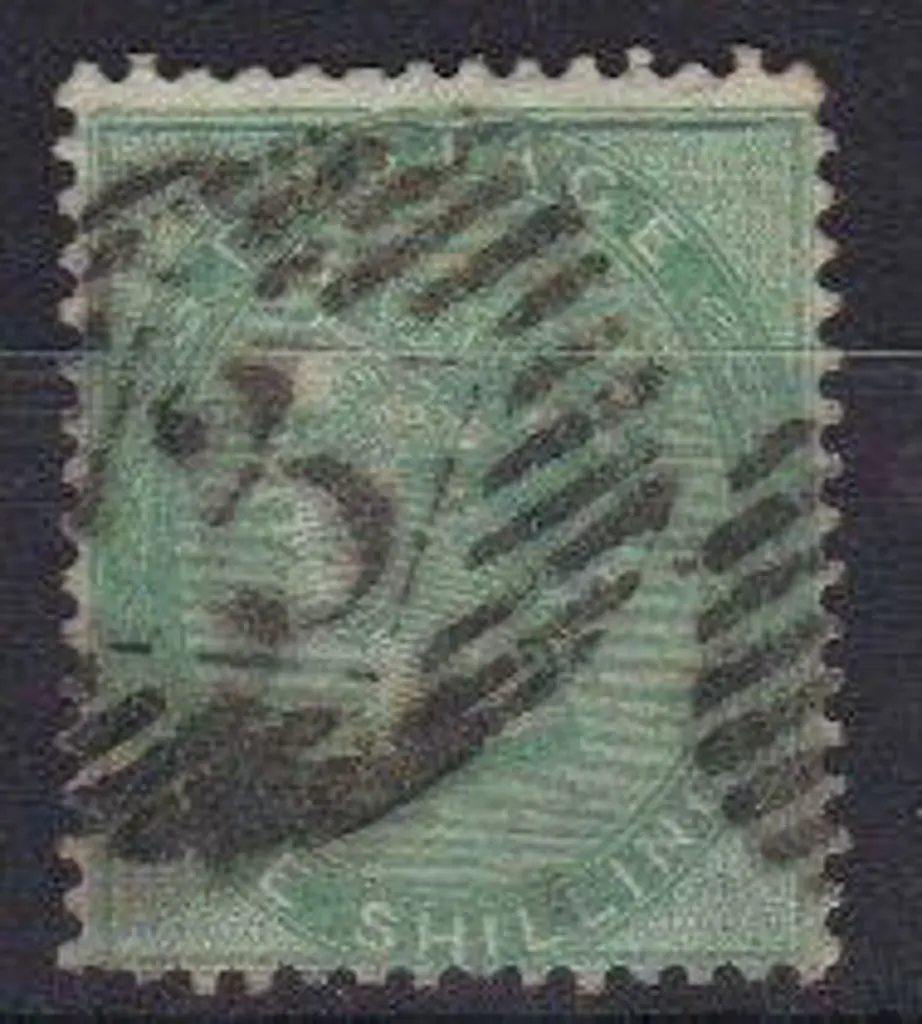 1855 1/- green good used with bold "3" barred ... Image 1++