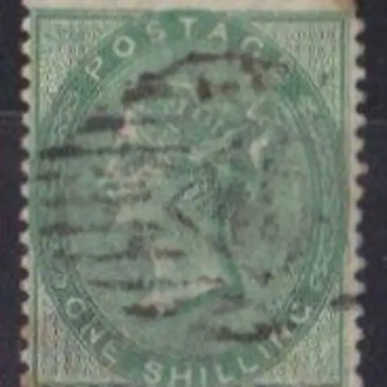 1855 1/- pale green on thick paper. Lightly used ...