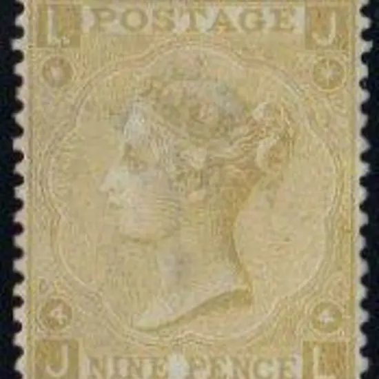 1867 9d pale straw. Large part og, some ...