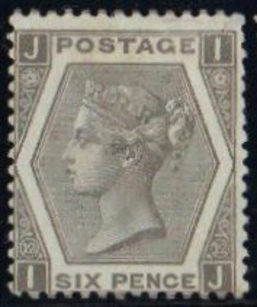 1873 6d grey Pl. 12. Half og. Centred down & left. ... Image 1++