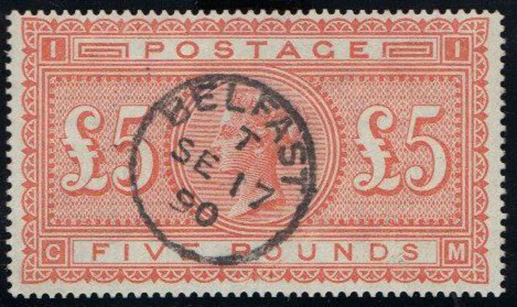 1882 £5 orange on white paper. F/U by crisp, ... Image 1++