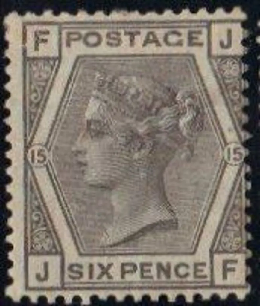 1876 6d grey Pl. 15. Large part og. Centred right. ... Image 1++