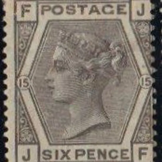 1876 6d grey Pl. 15. Large part og. Centred right. ...