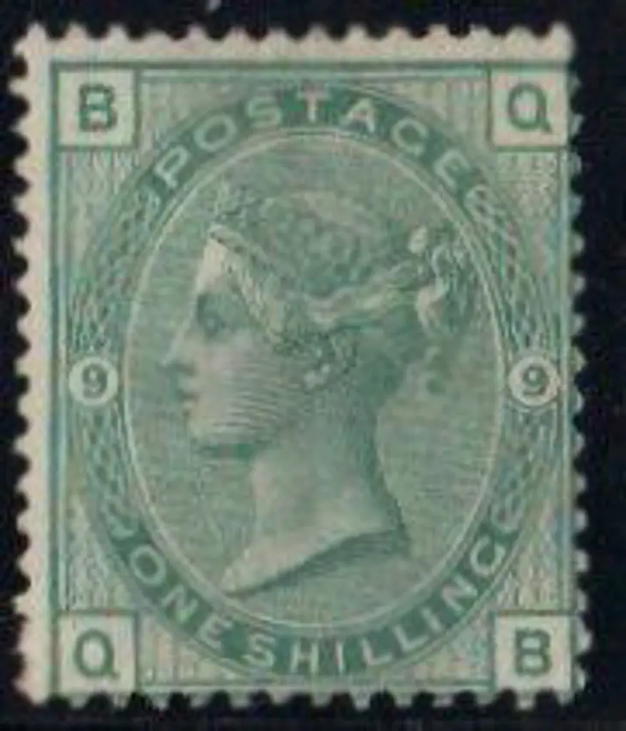 1874 1/- green Pl. 9. Large part og. Centred ... Image 1++