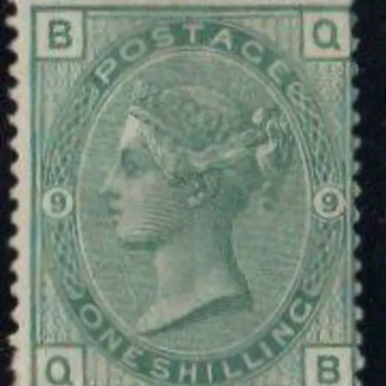 1874 1/- green Pl. 9. Large part og. Centred ...