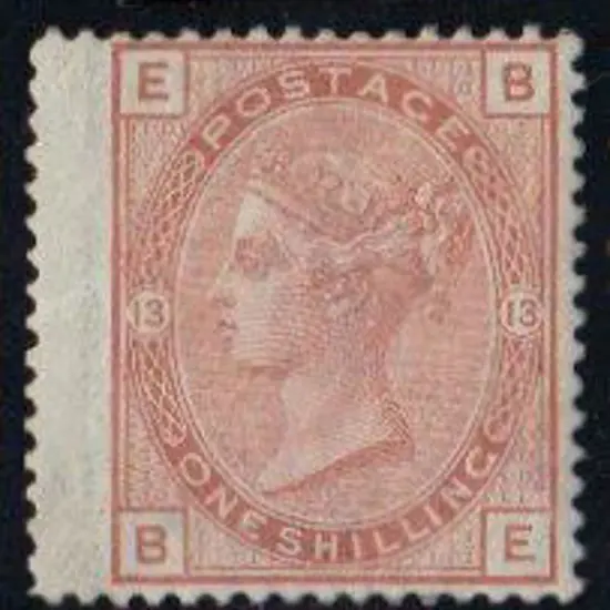1880 1/- orange-brown Pl. 13. Large part og. Wing ...