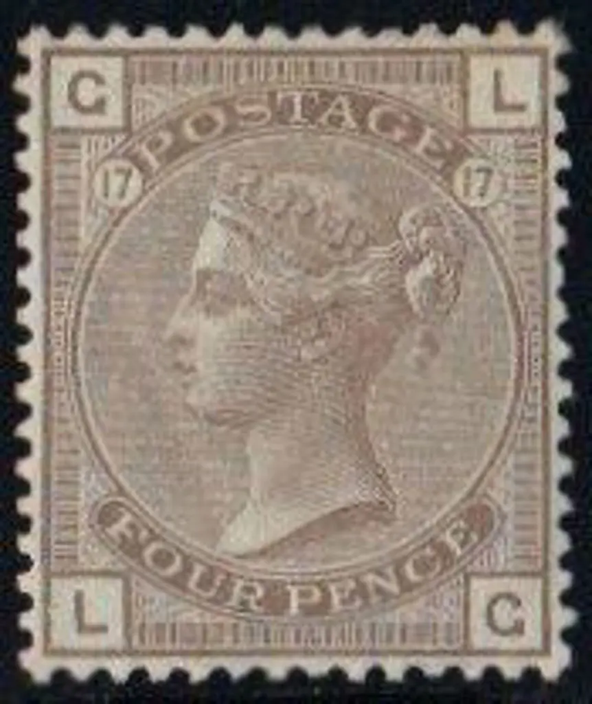 1880 4d grey-brown Pl. 17. Light gum bend, large ... Image 1++