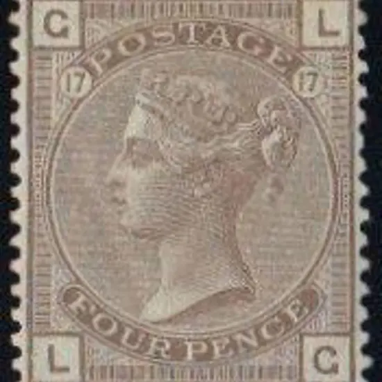 1880 4d grey-brown Pl. 17. Light gum bend, large ...