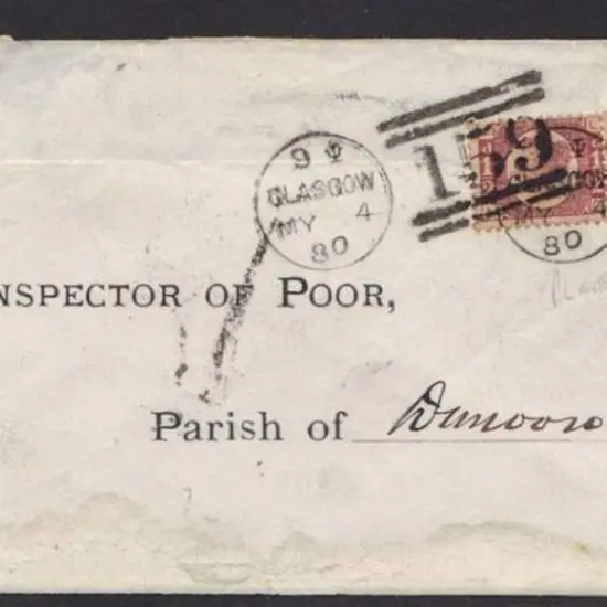 1880 (4th May) Env with 1870 ½d rose-red pair ...