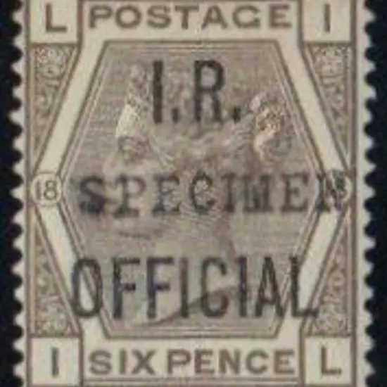 1882 6d grey Pl. 18 IR OFFICIAL ovpt SPECIMEN. MLH ...