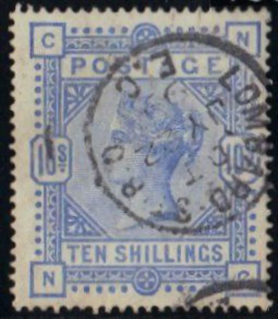 1883 10/- ultramarine on white paper. Well centred ... Image 1++