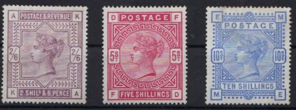 1883/84 2/6d, 5/- & 10/- QV on white paper. 10/- ... Image 1++