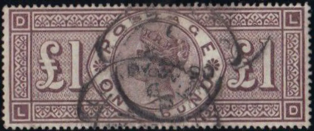 1884 £1 brown-lilac Crowns wmk. Doubly struck ... Image 1++