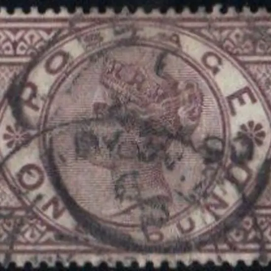 1884 £1 brown-lilac Crowns wmk. Doubly struck ...