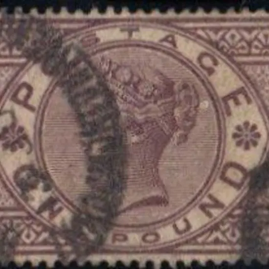 1884 £1 brown-lilac Crowns wmk. Good used by two ...