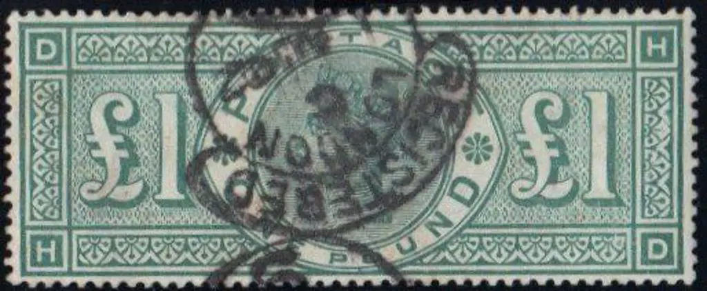 1891 £1 green QV with hooded "REGISTERED LONDON" ... Image 1++