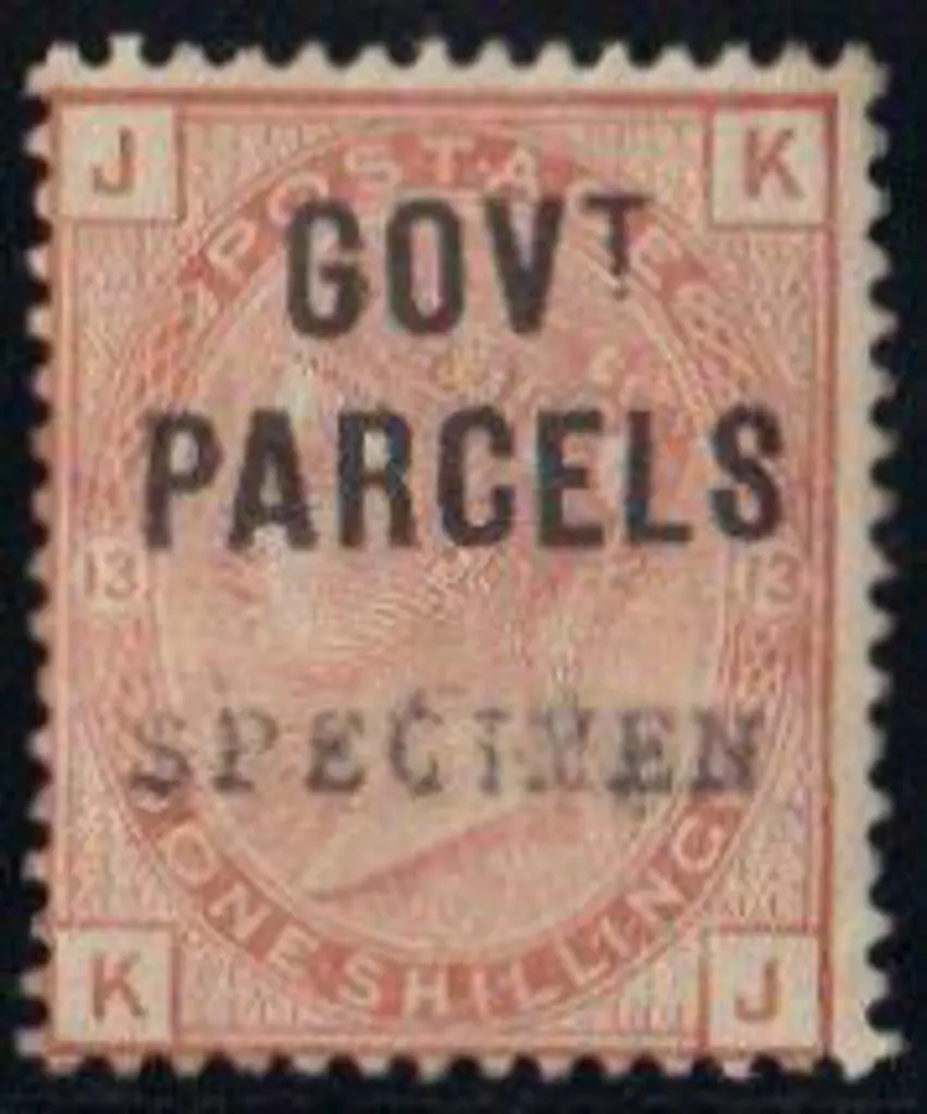 1883 1/- orange-brown GOVT PARCELS ovpt SPECIMEN. ... Image 1++