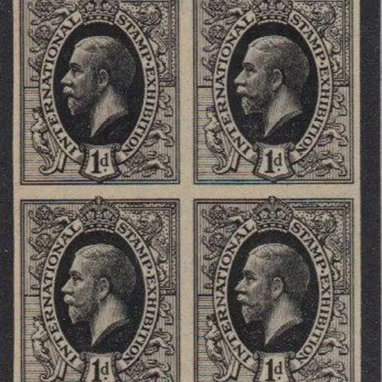 1912 1d KGV "Ideal Stamp" imperforate block of 4 ...