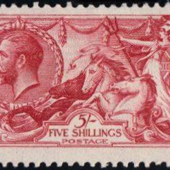 1913 5/- rose-carmine Seahorse. MUH, centred ...