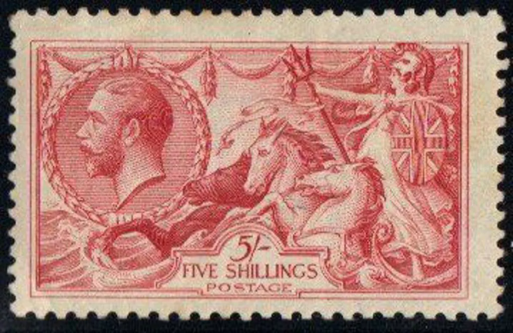 1919 5/- rose-red Seahorse. MLH, some very light ... Image 1++