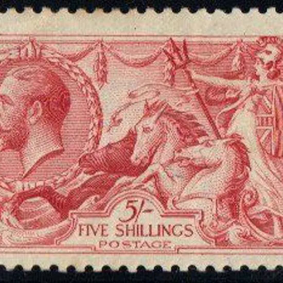1919 5/- rose-red Seahorse. MLH, some very light ...