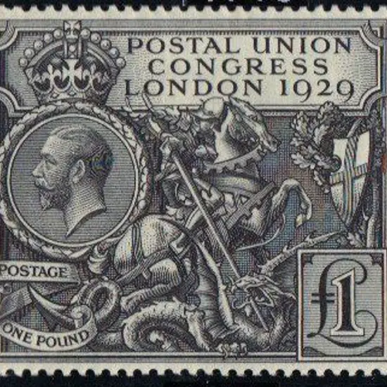 1929 £1 PUC. MLH with large part og. Well centred ...