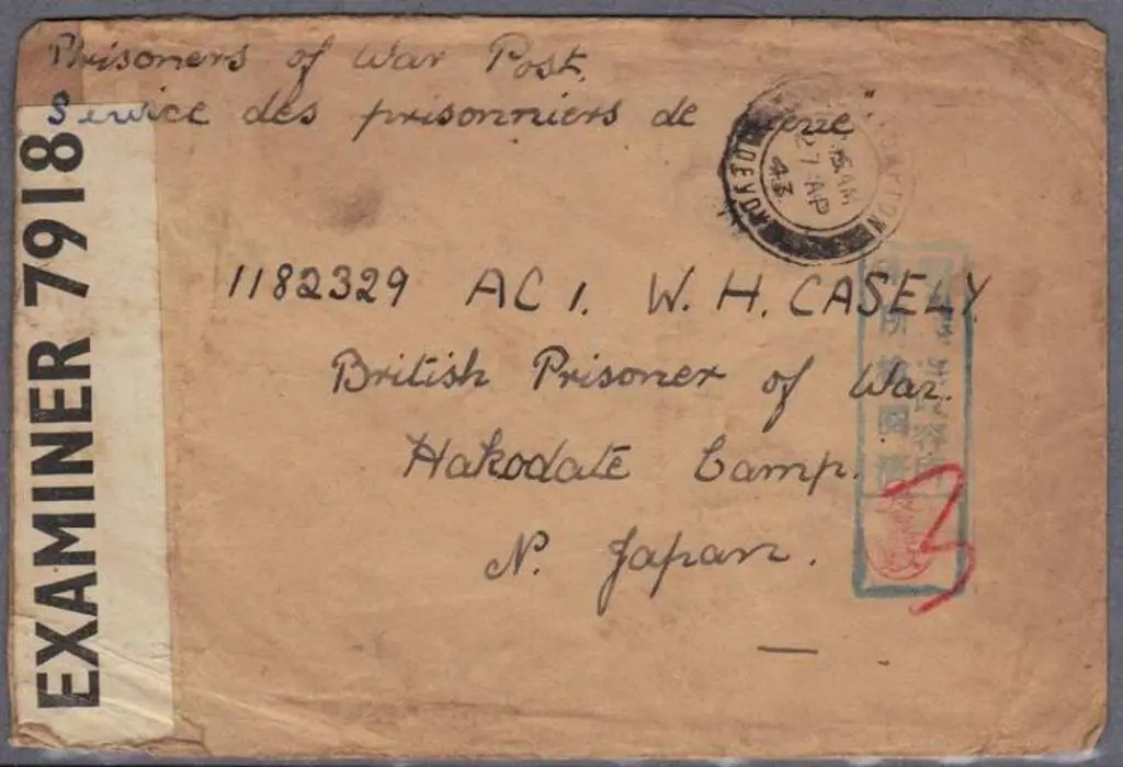 1943 British censored cover Devon to P.O.W. in ... Image 1++