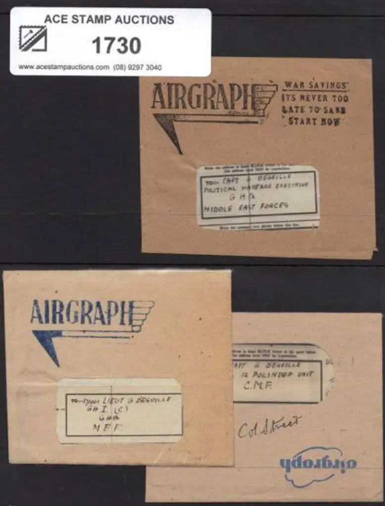 1944 WWII Airgraphs complete with window faced ... Image 1++