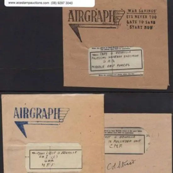 1944 WWII Airgraphs complete with window faced ...