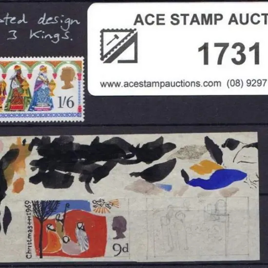 1969 9d Christmas unadopted hand painted essay by ...